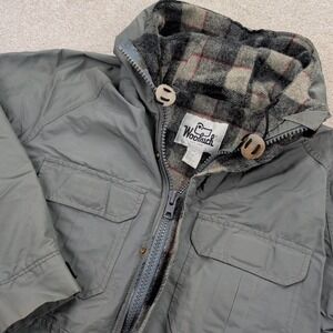 Vintage Woolrich Field Jacket Mens Medium Green Parka Hooded Wool Lined Made USA